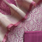 Pink Banarasi Silk Brocade Suit With Organza Dupatta
