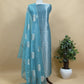 Firozi Banarasi Silk Brocade Suit With Organza Dupatta