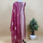 Pink Banarasi Silk Brocade Suit With Organza Dupatta