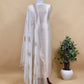 White Banarasi Silk Brocade Suit With Organza Dupatta