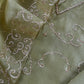 Olive Green Modern Aesthetic Organza Silk Suit with Rose gold Pitta Work
