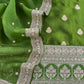Parrot Green Handloom Tussar Kurta And Kora Silk Dupatta With Embroidery