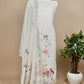 White Linen Unstitched Suit With Digital Print