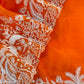 Kalasheel Luxe Orange Handloom Organza Suit With Garden French Embroidery