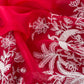 Kalasheel Luxe Red Handloom Organza Suit With Garden French Embroidery