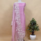 Kalasheel Luxe Lavender Handloom Organza Suit With Garden French Embroidery