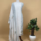 Blue Pure Mul Cotton Hand-block Print Suit With Gold And Resham Embroidery