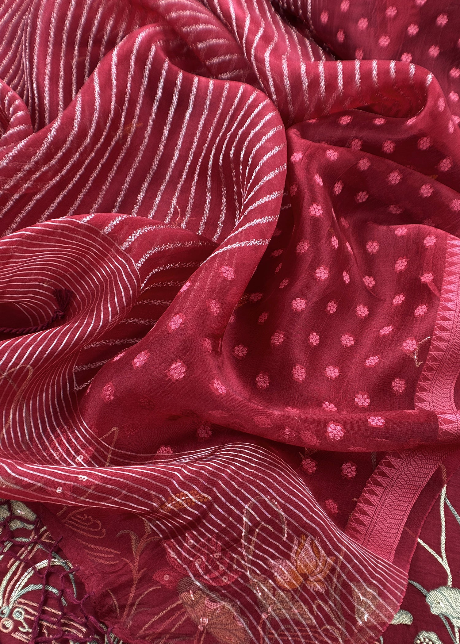 pure mulmul suit with organza dupatta

