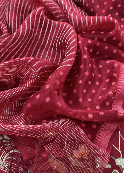 pure mulmul suit with organza dupatta

