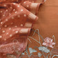 Brown Pure Mulmul Unstitched Suit With Kora Silk Dupatta
