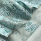 Powder Blue Pure Handwoven Organza Three-Piece Suit With Parsi Embroidery