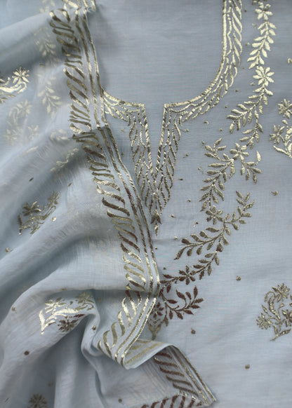 Summer wear suit pure mul chanderi fabric