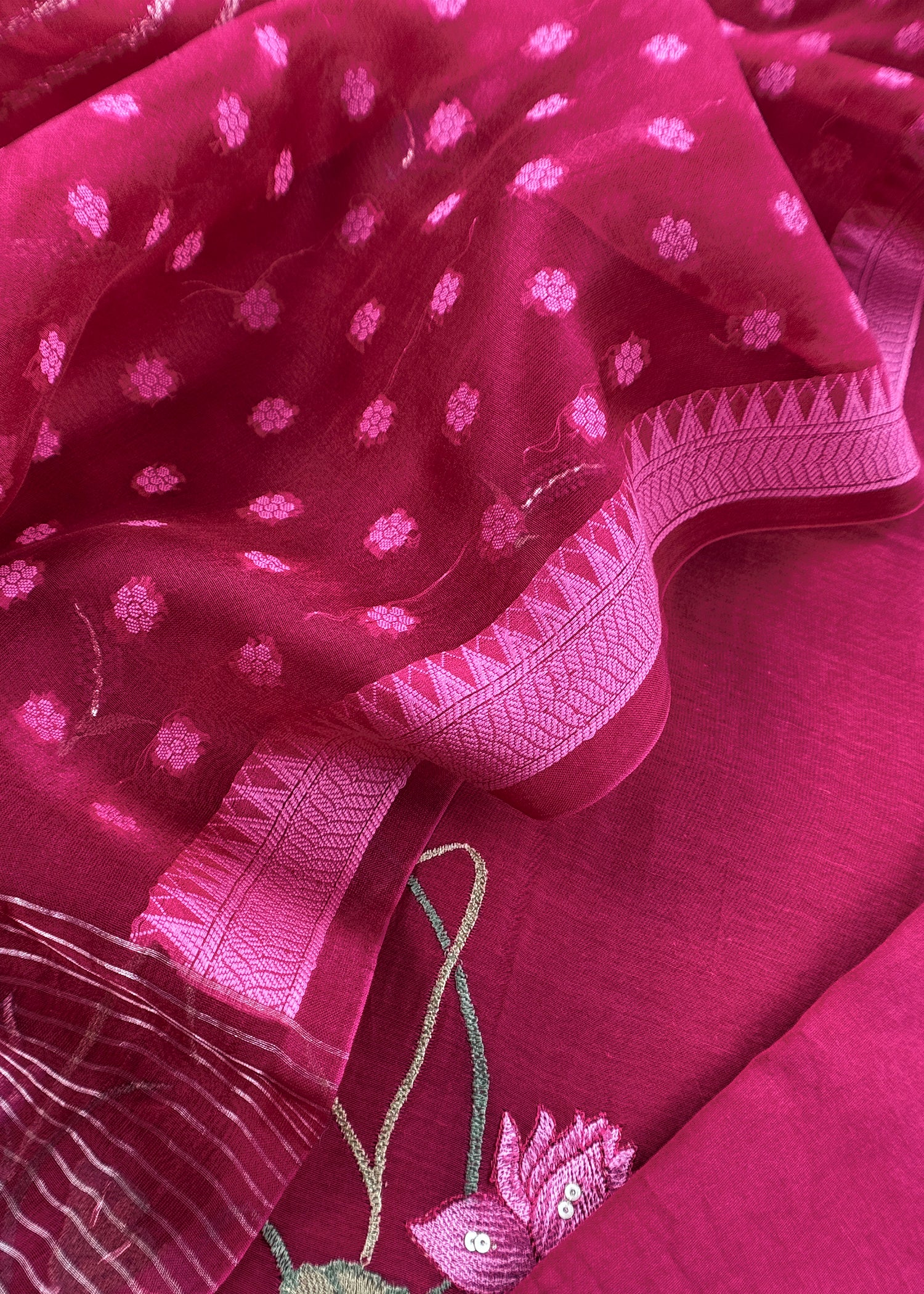 pure mulmul suit with organza dupatta

