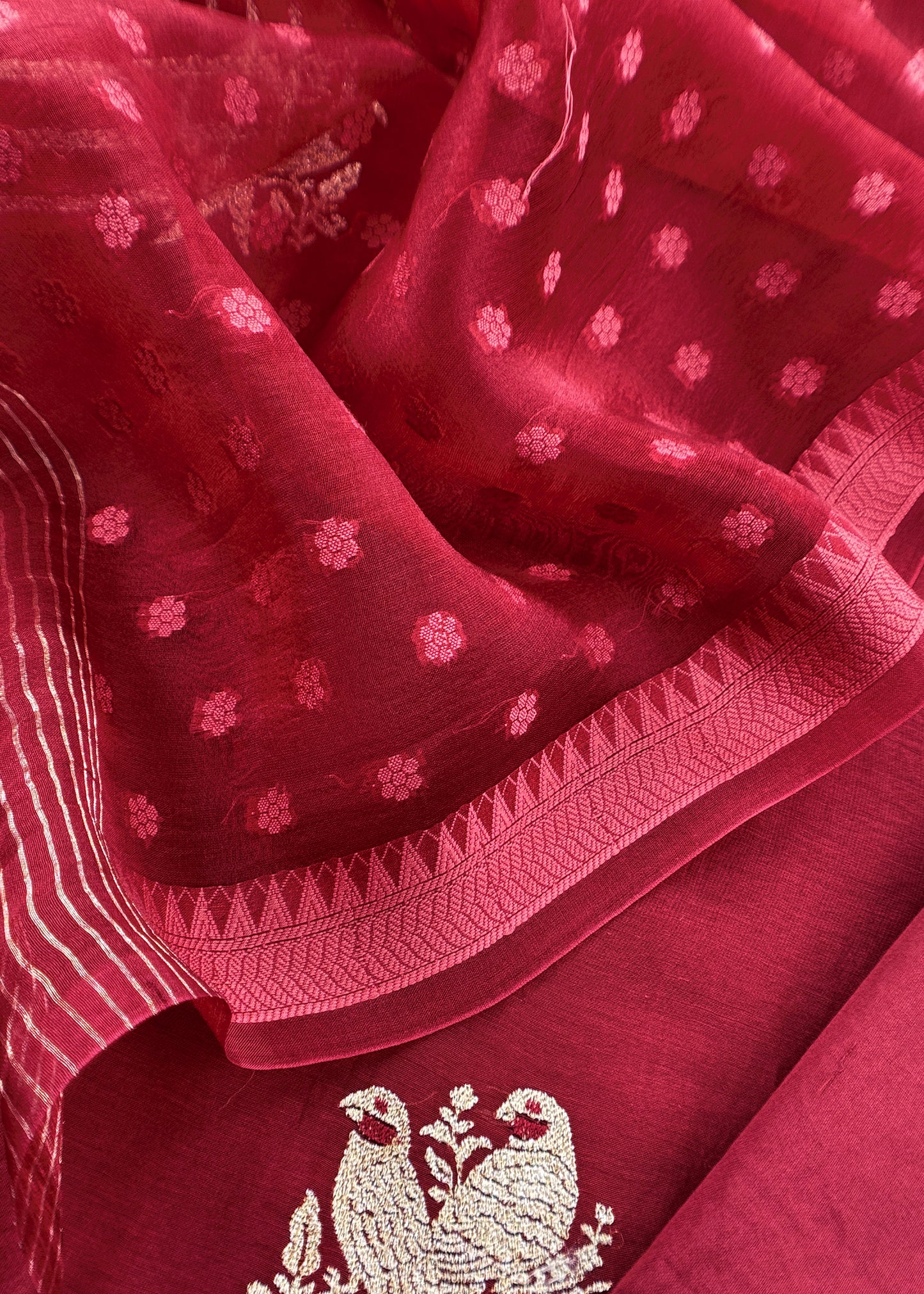 pure mulmul suit with organza dupatta

