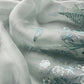 Iceberg Blue Pure Kora Silk Suit With Parsi Embroidery