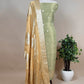 Golden Brown Tissue Silk Unstitched Suit With Contrast Green Dupatta