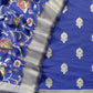 Blue Handloom Phool-Patti Weaving Suit In Katan Silk