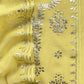 Sunshine Yellow Handloom Mul Chanderi Suit With Gold Pitta Hand Work And Embroidery