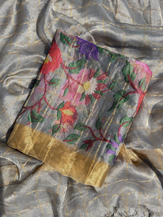 tissue Silk Saree With Zari Weaving

