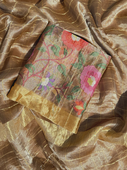 tissue Silk Saree With Zari Weaving

