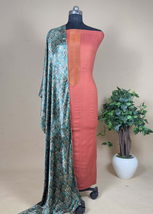 Pashmina Suit With Velvet Stall