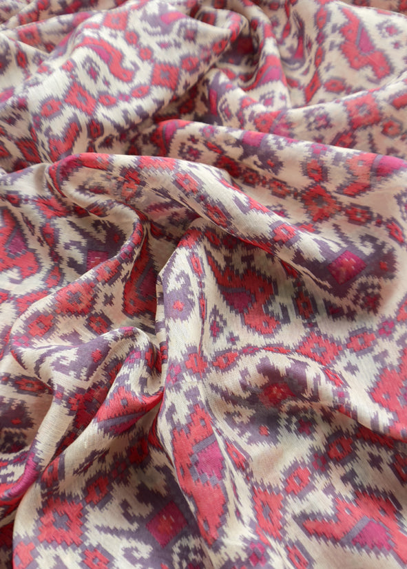 Maheshwari Silk Suit In Patola With Zari Weaving