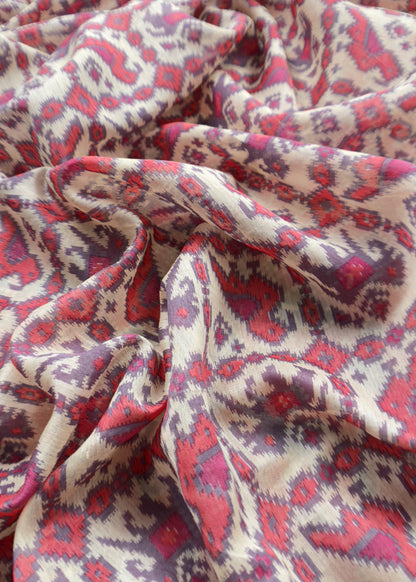Maheshwari Silk Suit In Patola With Zari Weaving