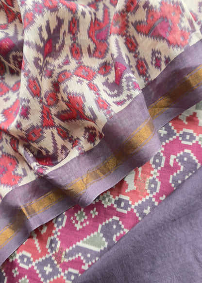 Maheshwari Silk Suit In Patola With Zari Weaving