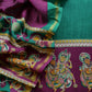Pine Green Pure Maheshwari Silk Natraj Kalamkari Unstitched Suit Fabric