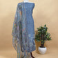Royal Blue Pure Organza Suit with Rose Tissue Appliqué Work and Pichwai dupatta