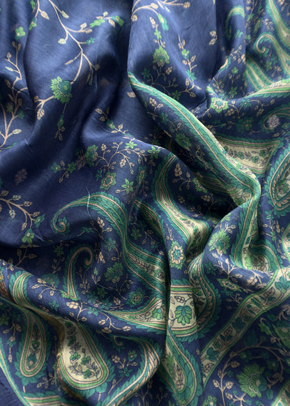 Blue And Green Maheshwari Silk Suit With Banarasi Bootis