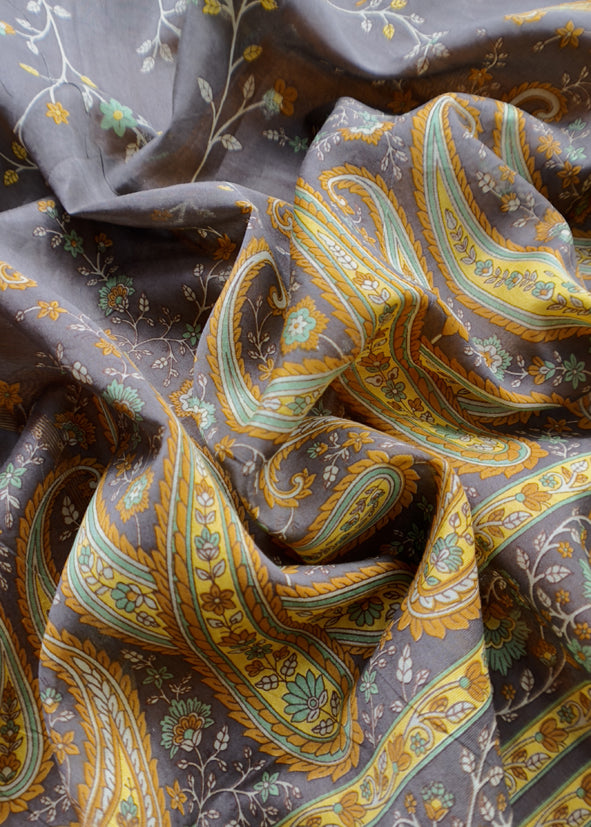 Mustard And Brown Maheshwari Silk Suit With Banarasi Bootis