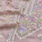 Pastel Pink Parsi Embroidered Unstitched Suit In Organza