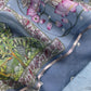 Royal Blue Pure Organza Suit with Rose Tissue Appliqué Work and Pichwai dupatta