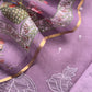 Iris Purple Pure Organza Suit With Rose Tissue Appliqué Work And Pichwai Dupatta