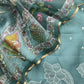 Pine Green Pure Organza Suit With Rose Tissue Appliqué Work And Pichwai Dupatta