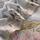 Light Blue Grey Pure Mul Pichwai Unstitched Suit With Pichwai Embroidery