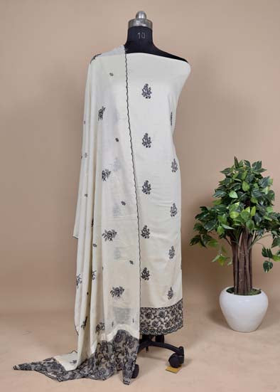 embroidered cotton chanderi suit for women 