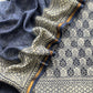 Indigo Paisley Block Print Pure Maheshwari Silk Unstitched Suit Fabric