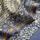 Indigo Paisley Block Print Pure Maheshwari Silk Unstitched Suit Fabric
