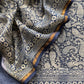 Indigo Paisley Block Print Pure Maheshwari Silk Unstitched Suit Fabric