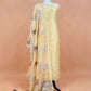 Pastel Yellow Banarasi Linen Unstitched Suit With Organza Dupatta