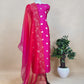 Rani Pink Pure Chiniya silk Kurta and Ombré Kora Silk Dupatta with Handwork