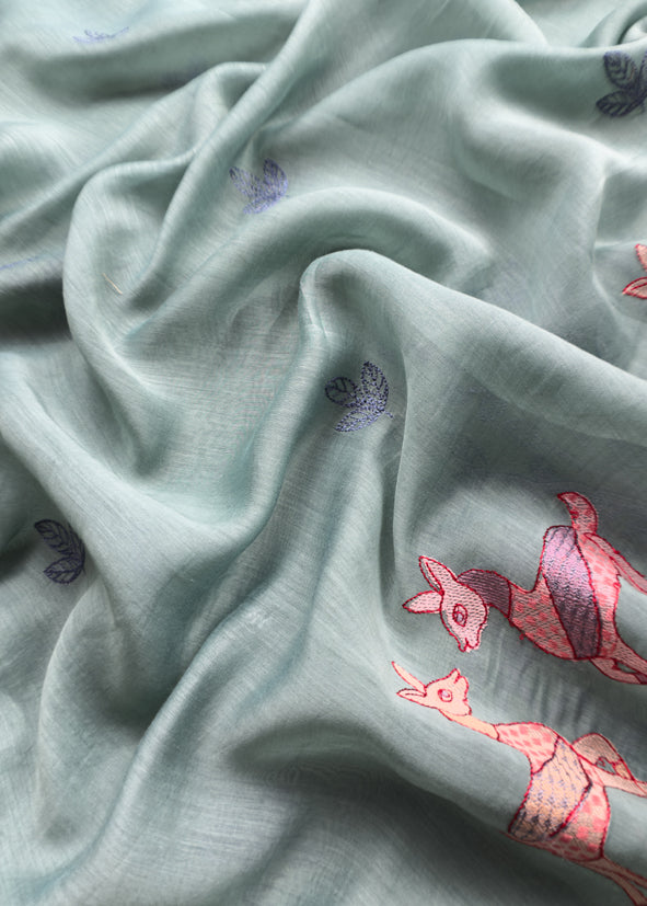 Mul chanderi silk suit gifting for women