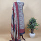Off White With Blue Handloom Maheshwari Silk Suit With Pichwai Print And Kantha Work