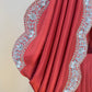 Reddish Brown Handloom Dupion Silk Saree With Zardosi Handwork