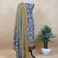 Charcoal Grey And Firozi Pure Maheshwari Silk Suit