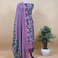 Charcoal Grey And Firozi Pure Maheshwari Silk Suit