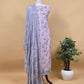 Pink Lavender Pure Crepe Digital Print Suit Fabric With Resham Embroidery And Lace Work