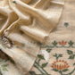 Beige Jamdani Woven Unstitched Suit With Paithani Work